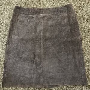 VTG 90s Brown Suede Leather Skirt Womens 11/12 Lined Minimalist Straight 34x21